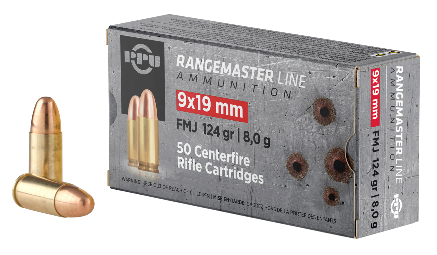 Prvi Partisan Pistol Ammunition PPRM9M, 9mm Luger, Full Metal Jacket, 124 gr, 1263 fps, 1000 Rd/Bx