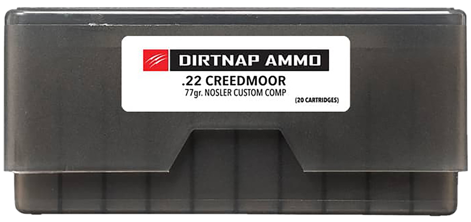 Fierce Firearms Dirt Nap Rifle Ammunition DNP22CM77GR, 22 Creedmoor, 77 Gr Nosler, 20 Rds/Box
