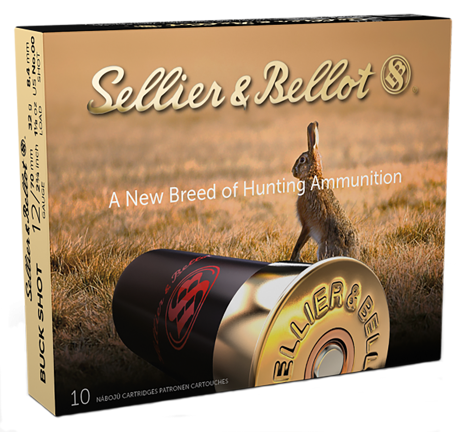 Sellier & Bellot Shotgun Ammuntion SB12BSJ, 12 Gauge, 2-3/4", 9 Pellets, #00 Lead Buckshot, 10 Rd/bx