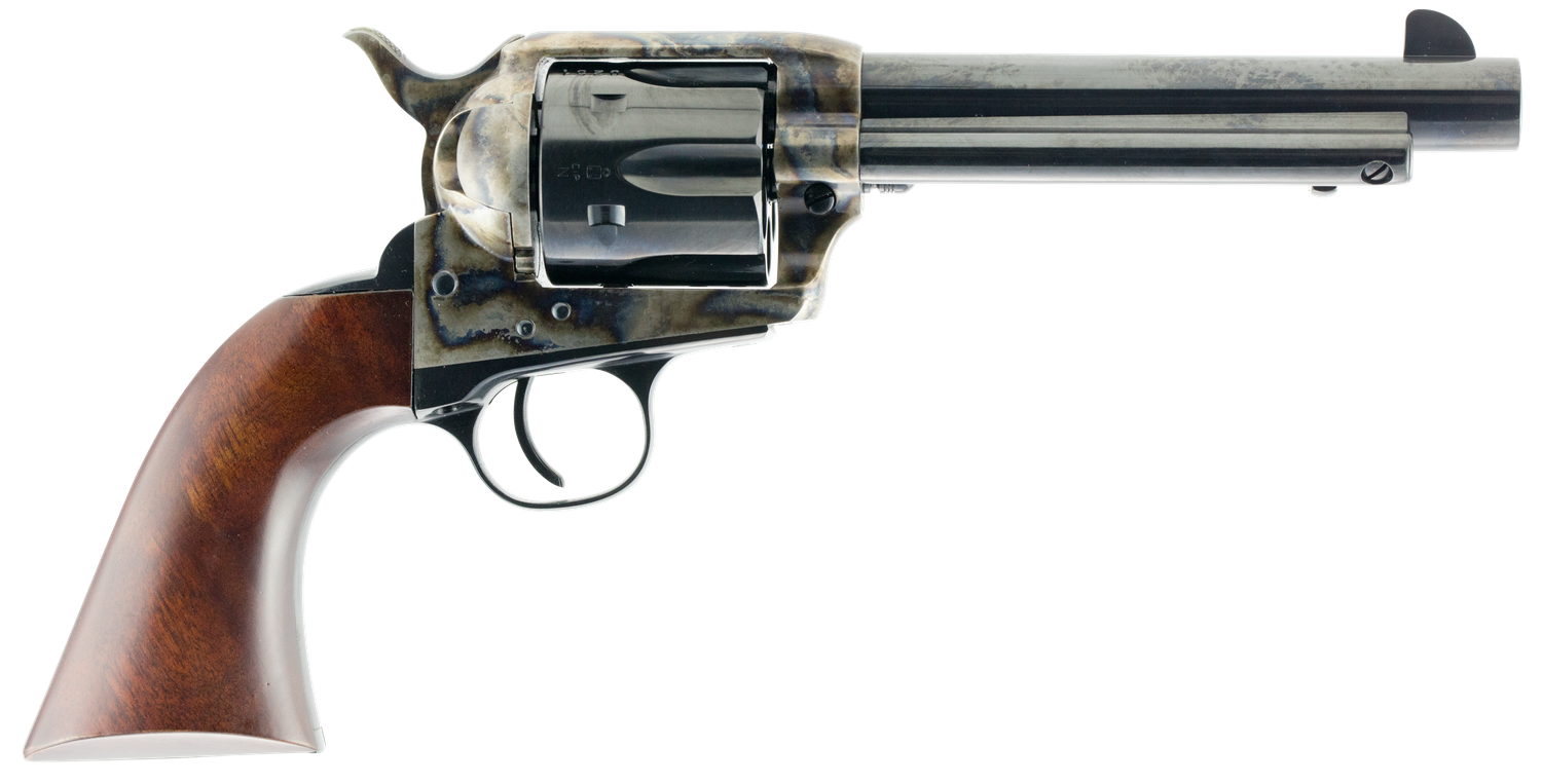 Taylors Gunfighter Revolver 5001, 45 Colt, 5.5 in, Army Sized Walnut Grip, Case Hardened Finish, 6 Rd
