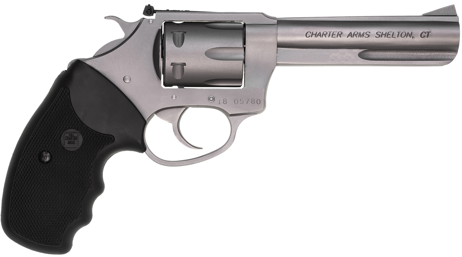 Charter Pathfinder Target Revolver 72242, 22 Long Rifle (LR), 4.2", Black Rubber Grips, Stainless Finish, 6 Rds
