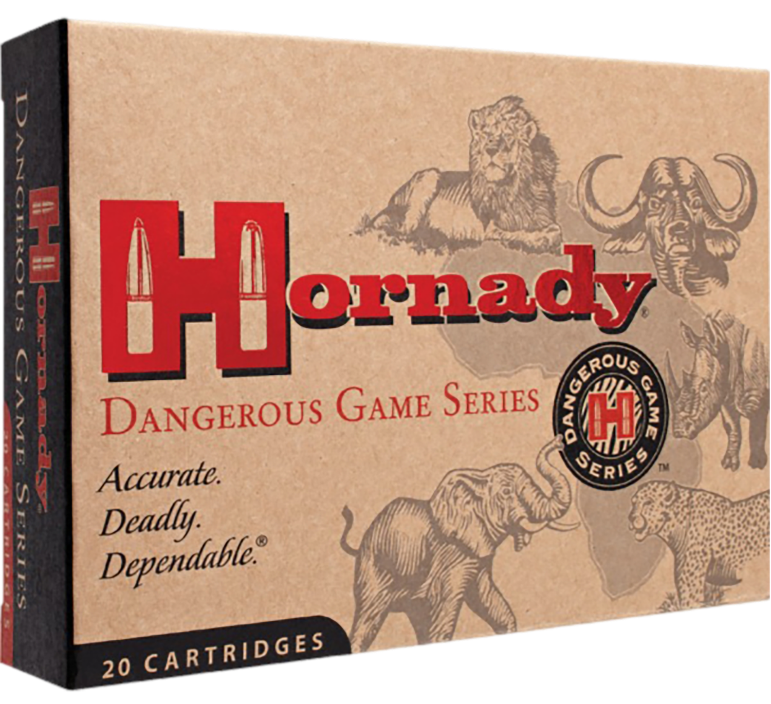 Hornady Dangerous Game Rifle Ammunition 8508, 375 Holland H&H Mag, Soft Point Heavy Magnum, 270 GR, 2870 fps, 20 Rd/bx