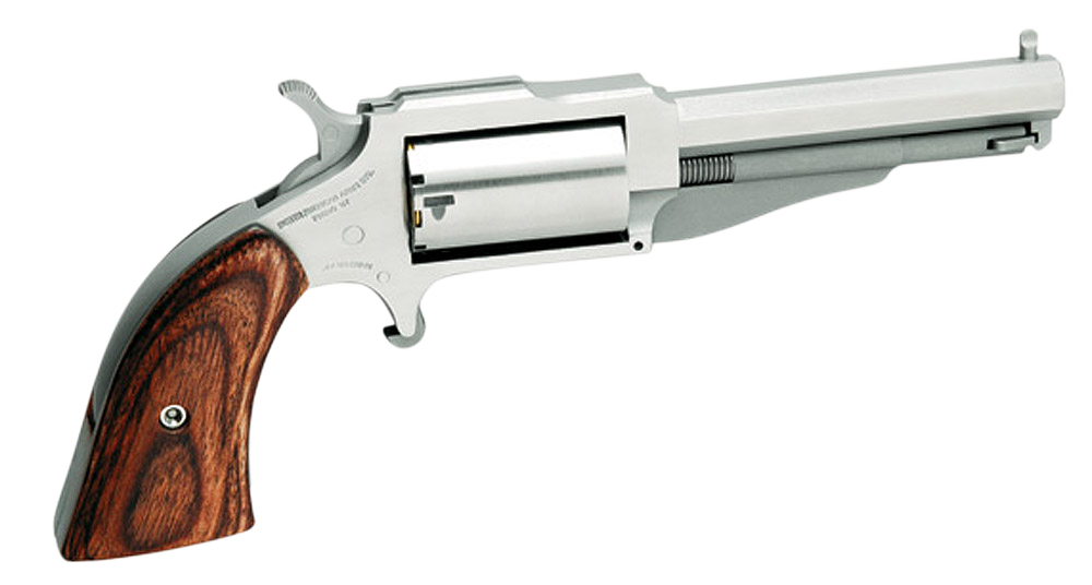 North American 1860 Earl Single Action Revolver 18603, 22 Winchester Magnum Rimfire (WMR), 3", Wood Grips, Stainless Finish, 5 Rds