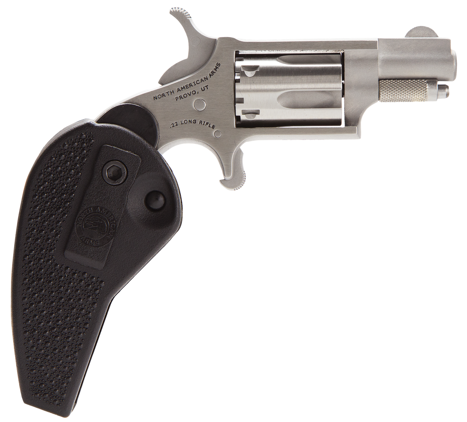 North American Mini-Revolver HGBKLR, 22 LR, 1-1/8", Black Holster Grip, Stainless Finish, 5 Rd