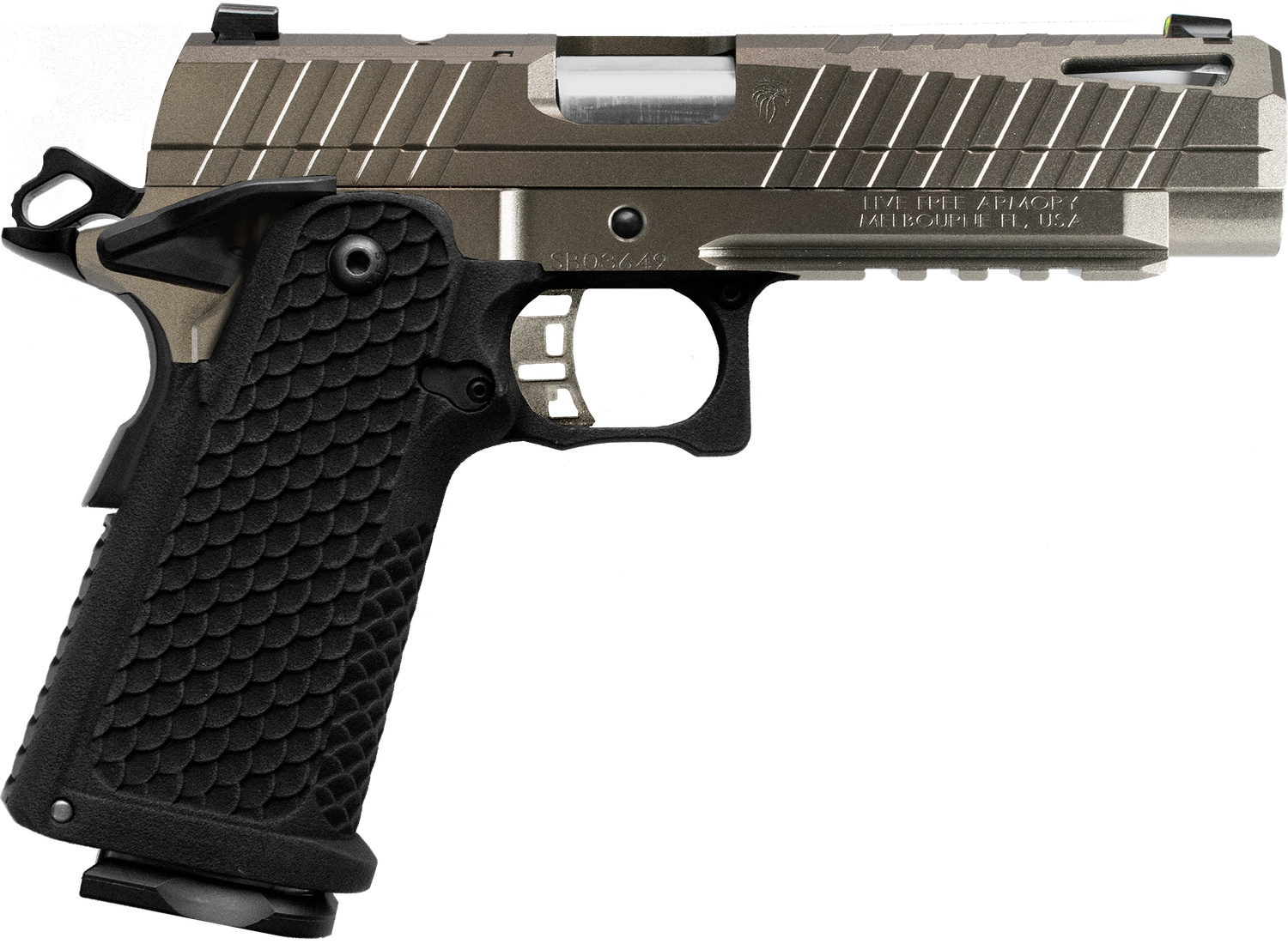 LIVE FREE ARMORY Apollo 11 Optic Ready Pistol LFAPF01205PS, 9mm Luger, 4.90in, Aggressive Texture, Elite Platinum Cerakote Finish, 17 Rds