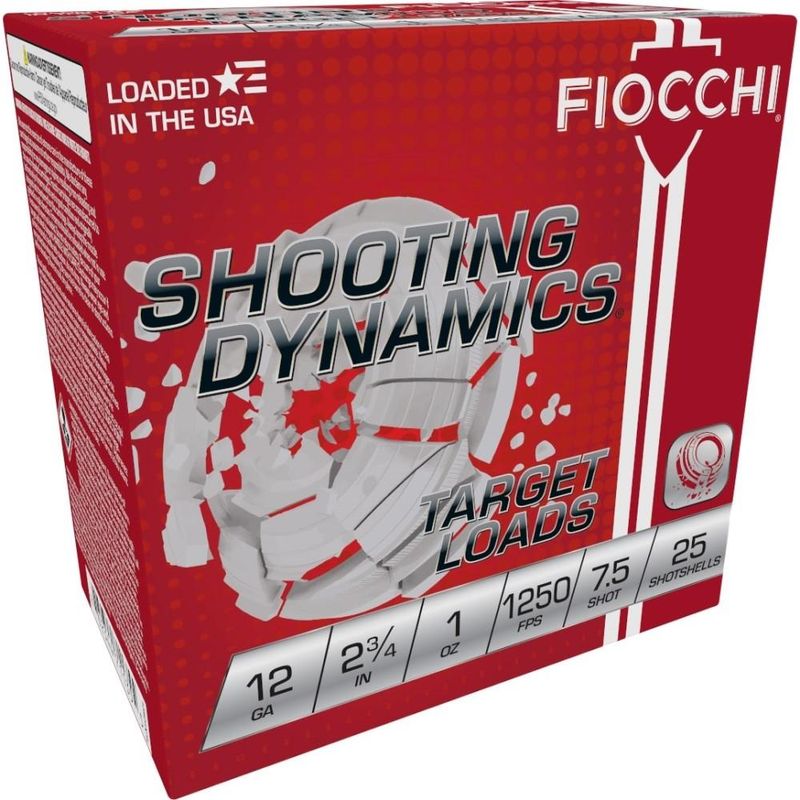 Fiocchi Shooting Dynamics Heavy Clay Target Loads 12SD1X75, 12 Ga, 2-3/4", 1 oz, 1250 fps, #7.5 Lead Shot, 25 Rds/Bx