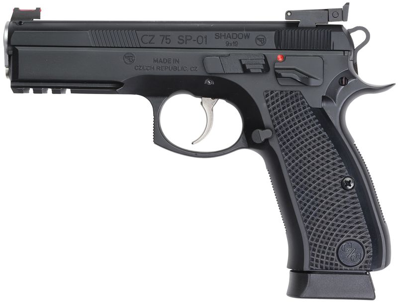 CZ-USA CZ 75 SP-01 Shadow Pistol 91033, 9mm Luger, 4.60in, Black Checkered Aluminum, Black Polycoat Finish, 17 Rds