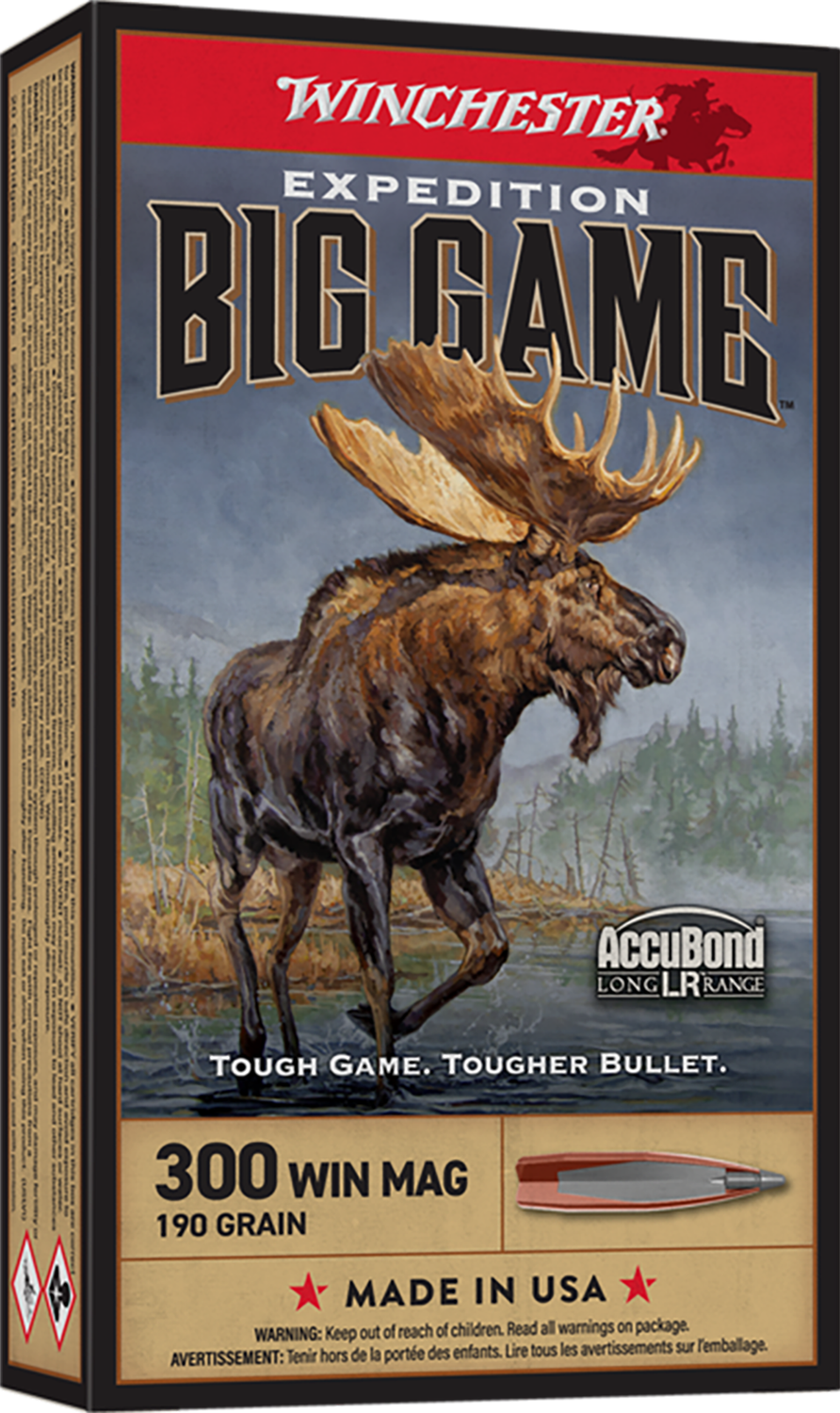 Winchester Expedition Big Game Rifle Ammunition S300LR, 300 Win Mag, AccuBond, 190 GR, 20 Rd/Bx