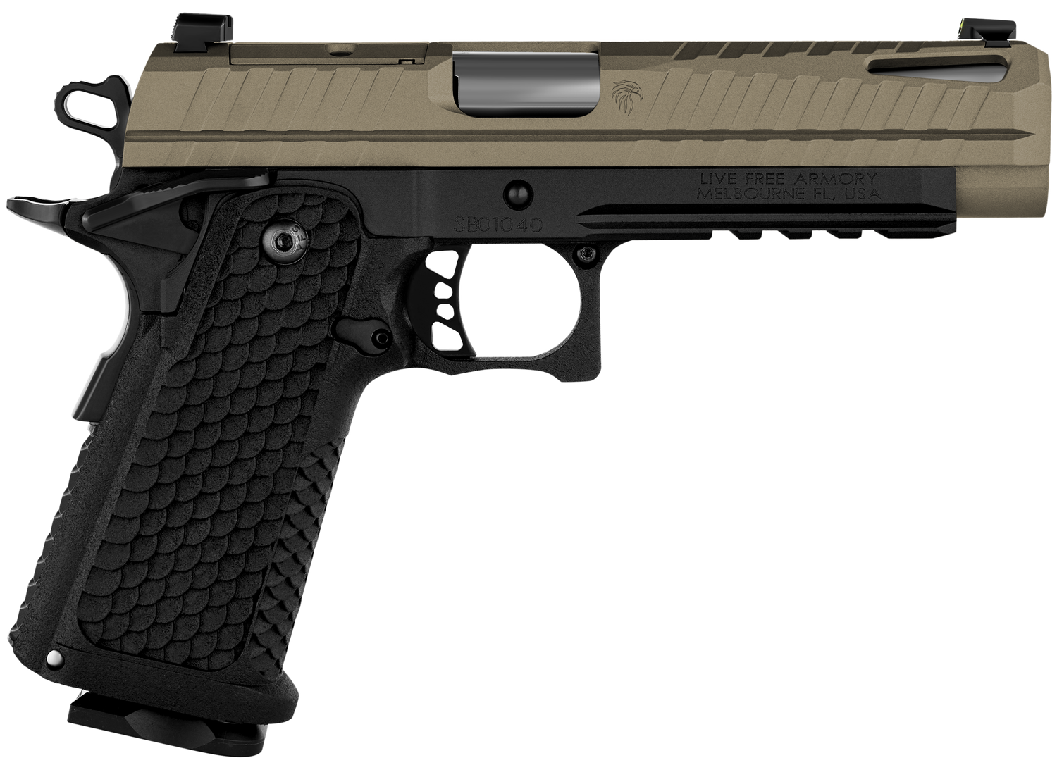 LIVE FREE ARMORY Apollo 11 Compact Optic Ready Pistol LFAPF712086, 9mm, 4.15in, Textured, Elite Flat Dark Earth Cerakote Finish, 17 Rds