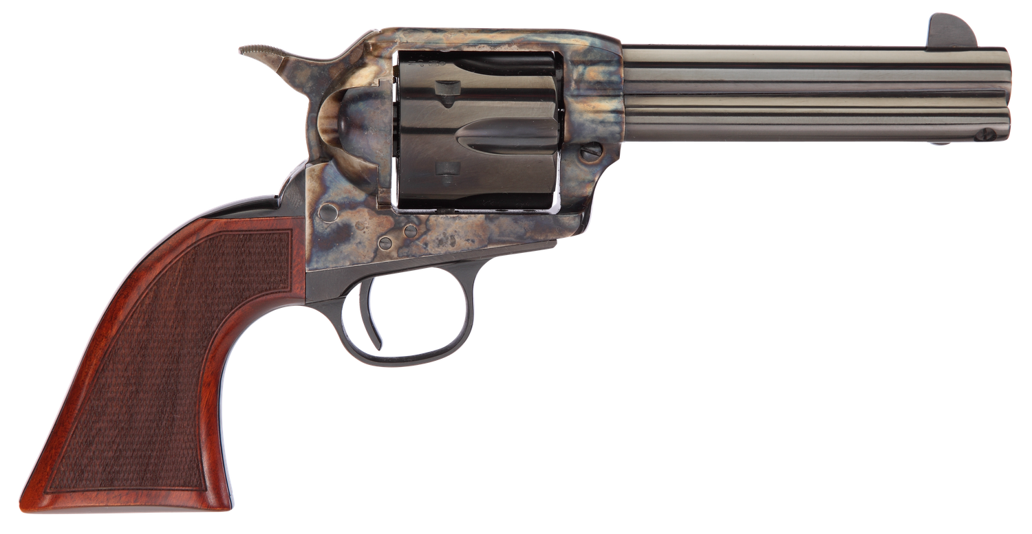 Taylors Runnin Iron Revolver 4203, 45 Colt, 4.75 in, Walnut Grip, Case Hardened Finish, 6 Rd