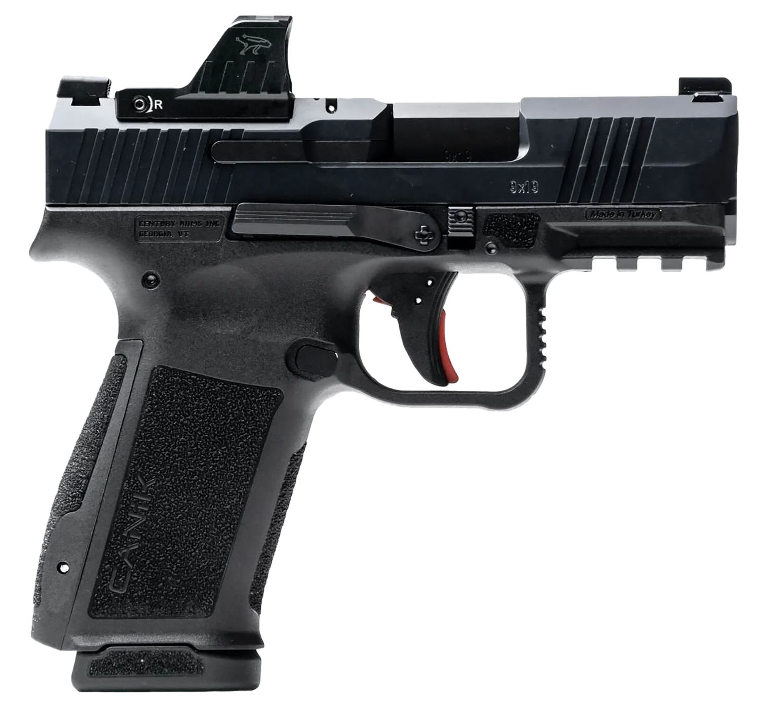 Canik Mete MC9L Compact Pistol HG7882VN, 9mm, 3.18", Textured Polymer Grips, Black Nitride Finish, w/MeCanik M01 Optic, 17 Rds