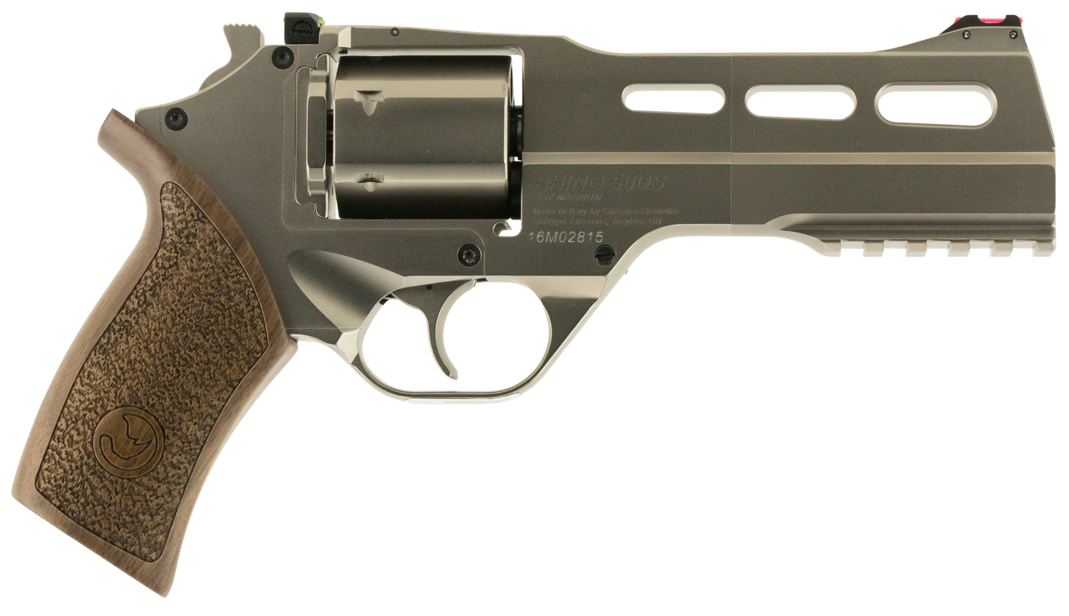 Chiappa Rhino 50DS Revolver 340223, 357 Mag, 5", Walnut Grips, Chrome Aluminum Alloy Finish, 6 Rds