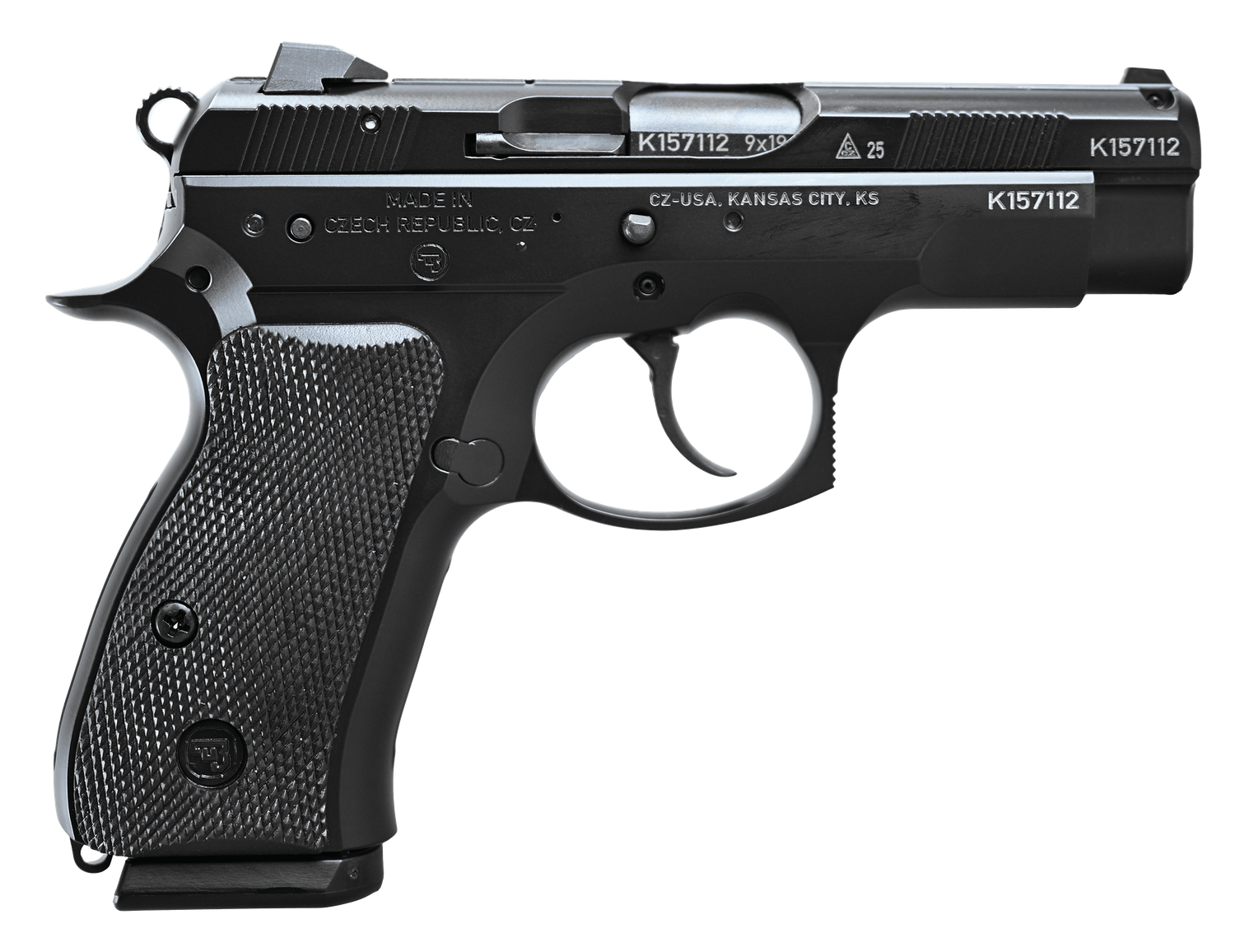 CZ 75 D Compact 50th Anniversary Elite Pistol 91209, 9mm, 3.75", Black Rubber Grip, Fixed Night Sights, 15 Rd