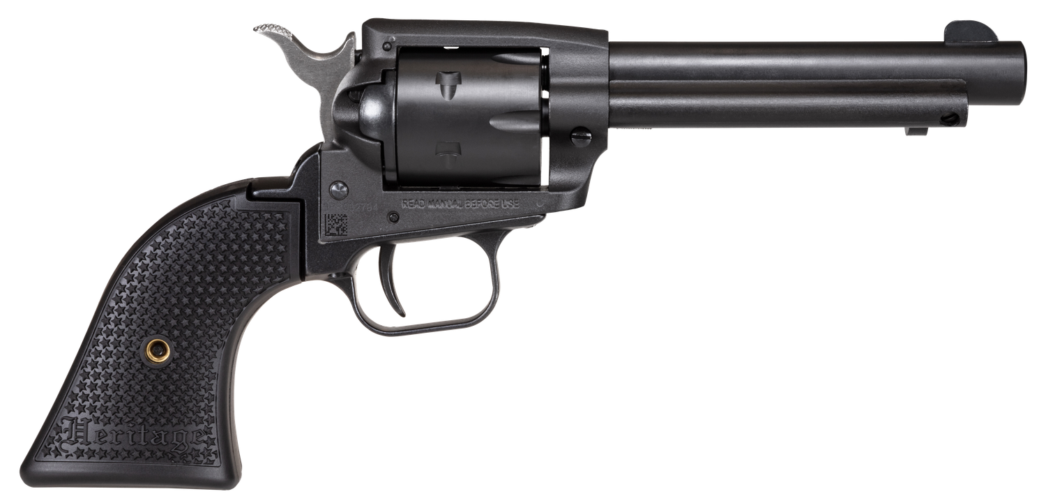 Heritage Rough Rider SAO Revolver SRR22BS4PG, 22 LR, 4.75", Polymer Grips, Black Satin Finish, 6 Rds