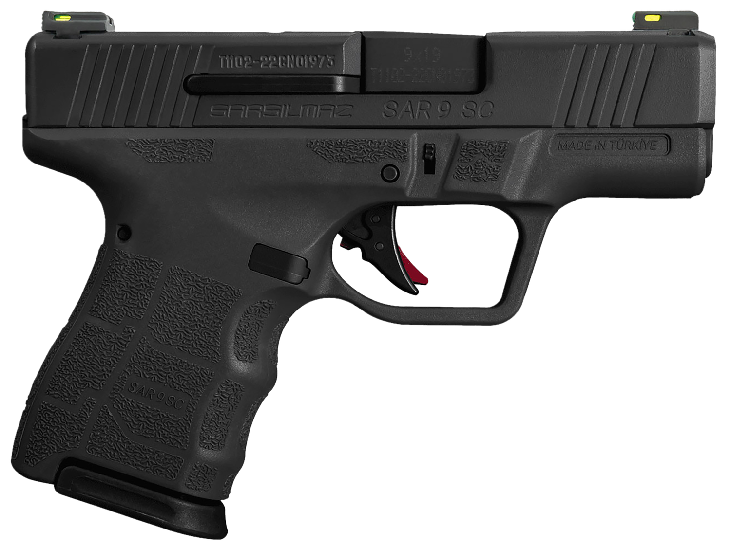 SAR USA SAR9 SC Gen2 Pistol SAR9SCBL, 9mm Luger, 3.30in, Black Interchangeable Backstrap Grips, Black Finish, 12 Rds