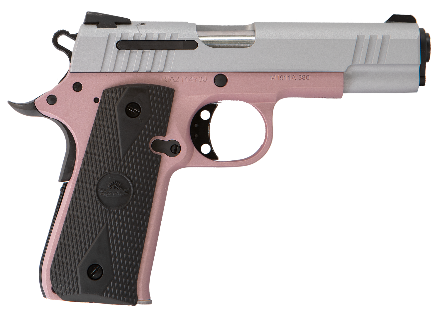 Puma Rifles M1911 Baby Pistol CIT380ROSE, 380 ACP, 3.75in, Black Polymer, Rose Cerakote Finish, 7 Rds