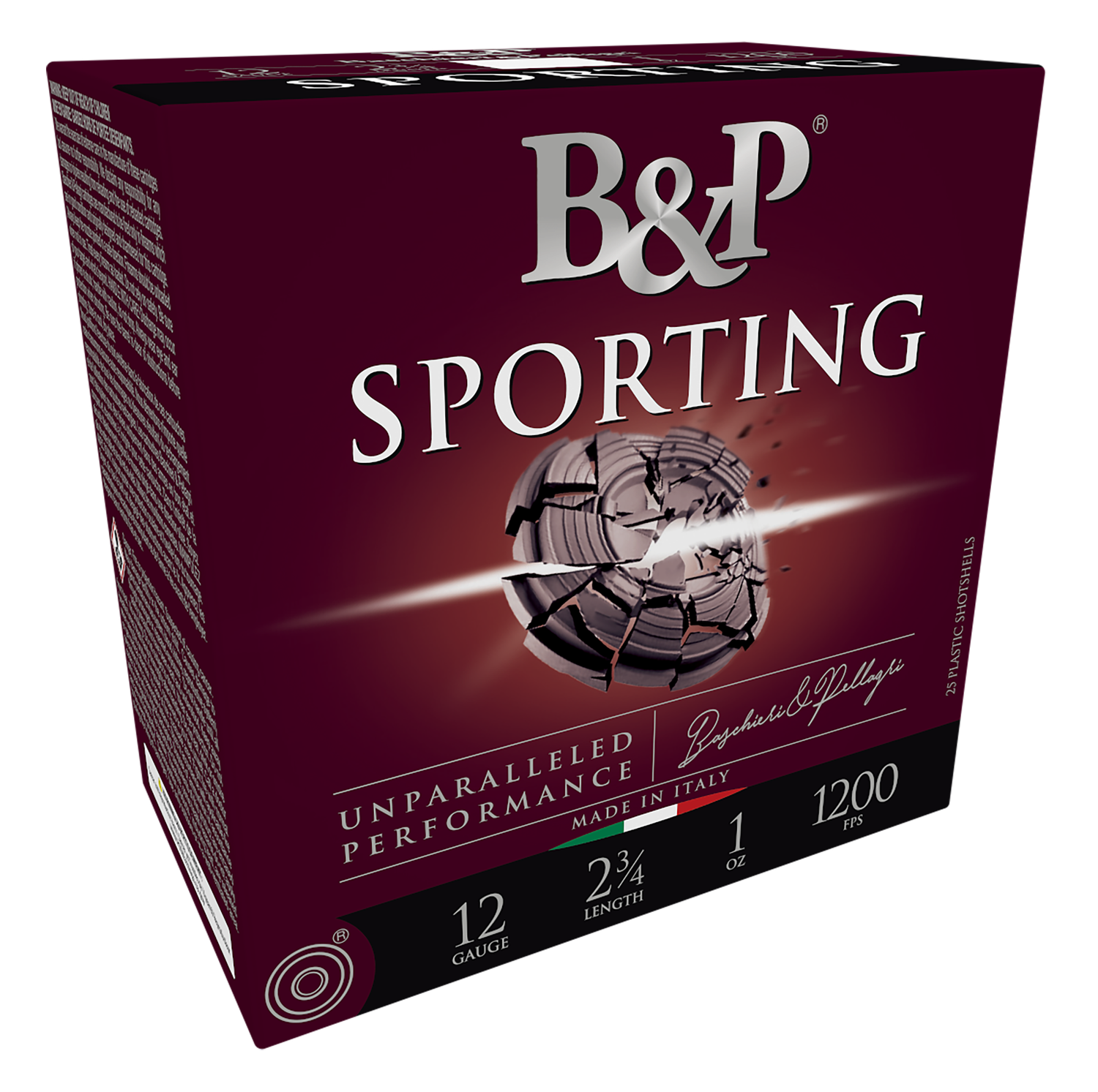 Baschieri & Pellagri Sporting Clays Target Loads CA7T03SPA002, 12 Gauge, 2-3/4", 1 oz, 1200 fps, #7.5 Shot, 25 Rd/Bx