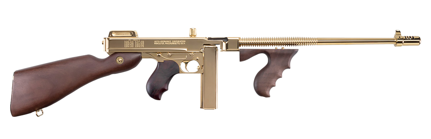 Thompson 1927A1 Deluxe Carbine T150DTG, 45 ACP, 16.5", Semi-Auto, Walnut Stock, Titanium Gold Plated, 50 Round & 20 Round Mags