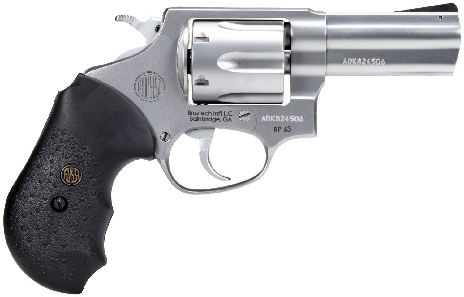 Rossi RP63 Revolver 2RP639, 357 Mag, 3", Black Rubber Grips, Stainless Steel Finish, 6 Rds
