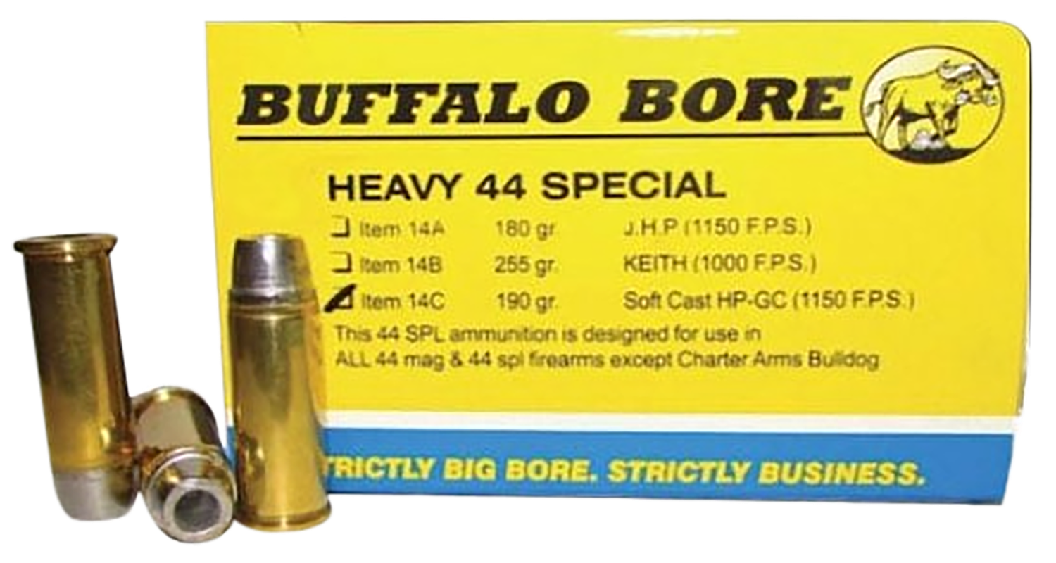 Buffalo Bore Handgun Ammunition 14C/20, 44 Special, Lead Soft Cast Gas, 190 GR, 1150 fps, 20 Rd/Bx