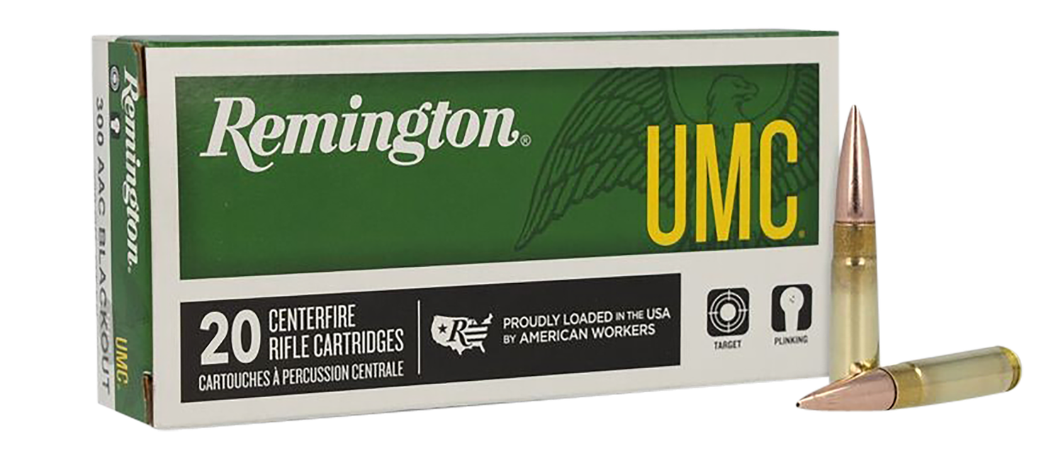 Remington UMC Rifle Ammunition 26854, 300 Blackout, Full Metal Jacket, 150 gr, 1905 fps, 20 Rd/Bx