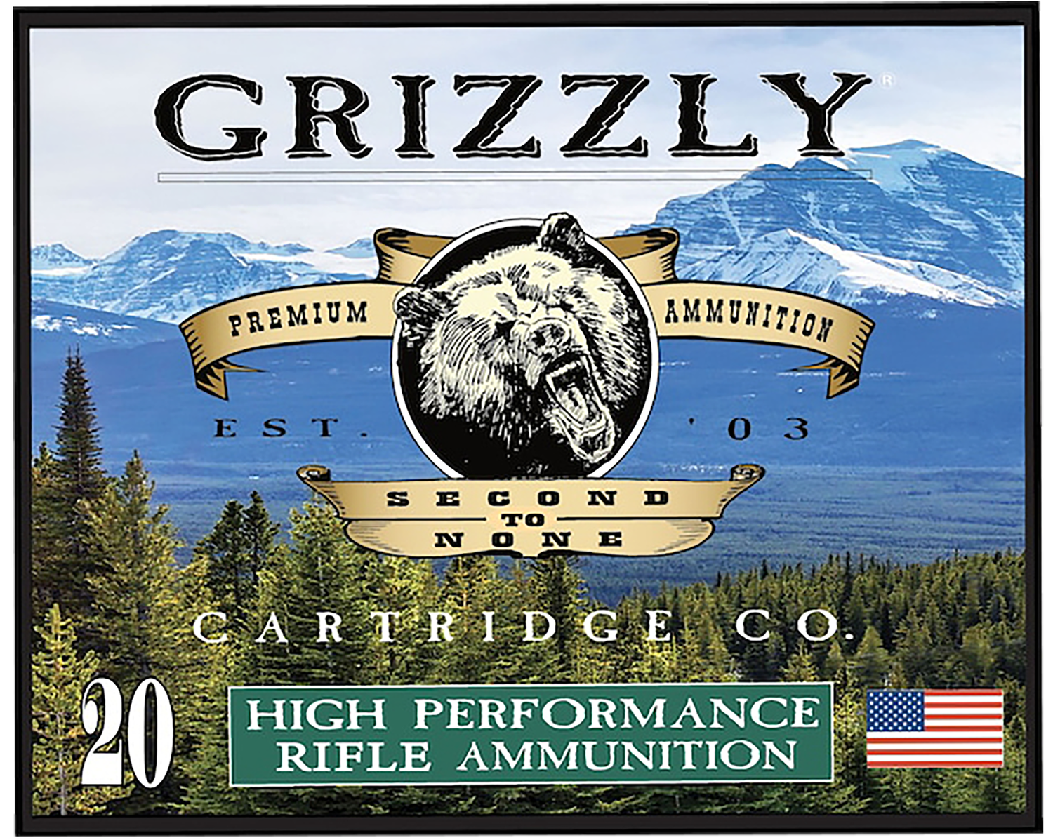 Grizzly Ammunition High Performance Rifle Ammunition GC45/70+P10, 45-70 Gov, Full Metal Jacket Flat Point, 525 GR, 1610 fps, 20 Rd/bx