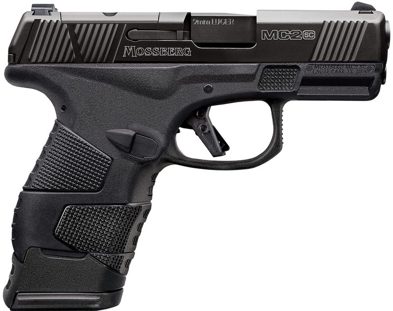 Mossberg MC2sc Sub-Compact Optic Ready Pistol 89025, 9mm Luger, 3.40in, 1+1 Matte Black DLC Stainless Steel with Optics Cut Aggressive Textured Black Polymer Grips, Matte Black Finish, 14 Rds