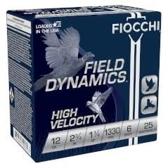 Fiocchi High Velocity 12HV6, 12 Gauge, 2-3/4", 1-1/4 oz, 1330 fps, #6 Lead Shot, 25 Rds/Bx
