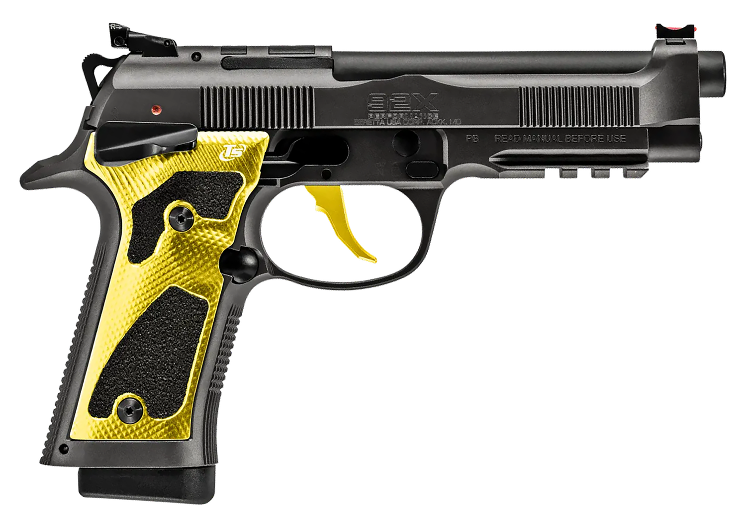 Beretta 92X Performance Series Solar Flare Pistol J92XPCOYE18, 9mm, 4.9in, Yellow Aluminum Toni Systems, 18 Rds