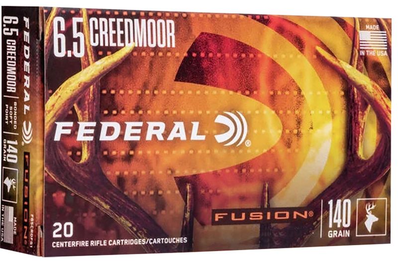 Federal Fusion Rifle Ammunition F65CRDTFS1, 6.5 Creedmoor, Bonded Soft Point, 140 GR, 2715 fps, 20 Rd/Bx
