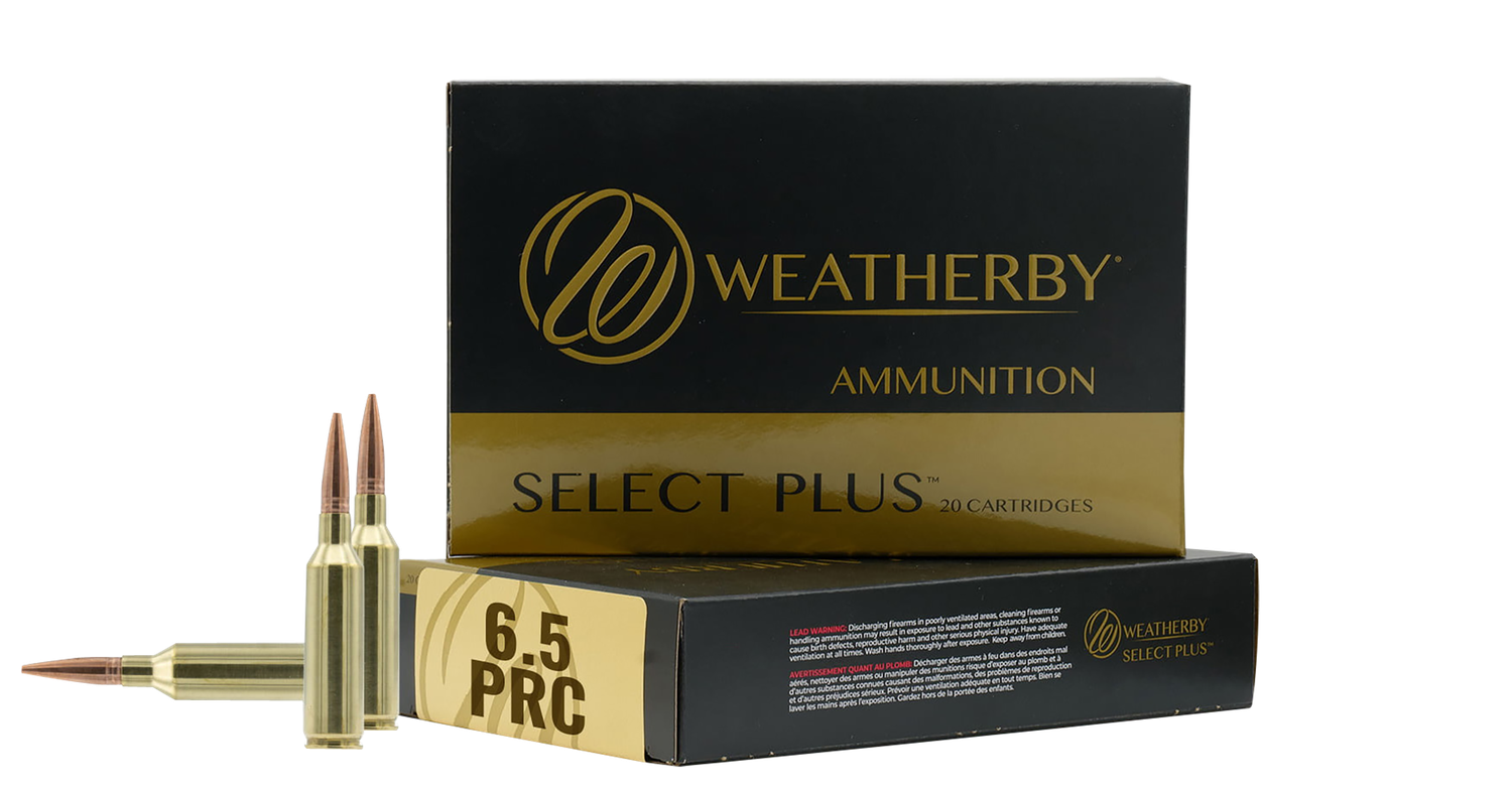 Weatherby Select Plus Rifle Ammunition M65PRC124HCB, 6.5 PRC, Custom Hammer, 124 gr, 3100 fps, 20 Rd/Bx