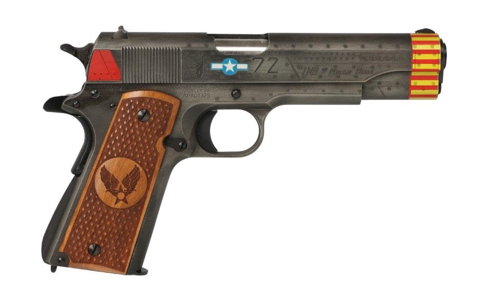 Auto-Ordnance Corp 1911A1 Pistol 1911BKOC18, 45 ACP, 5in, Custom Engraved Hardwood Grips, 7 Rds