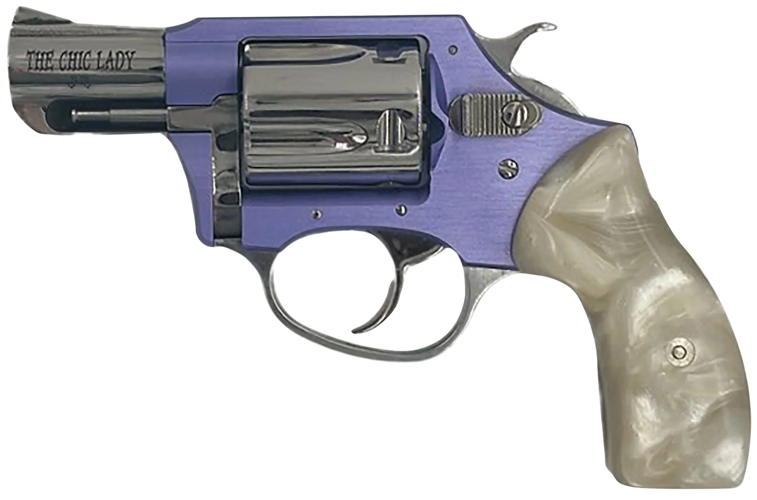Charter Chic Lady Revolver 53849, 38 Special, 2 in, Black Rubber Grip, Lavender Finish, 5 Rd