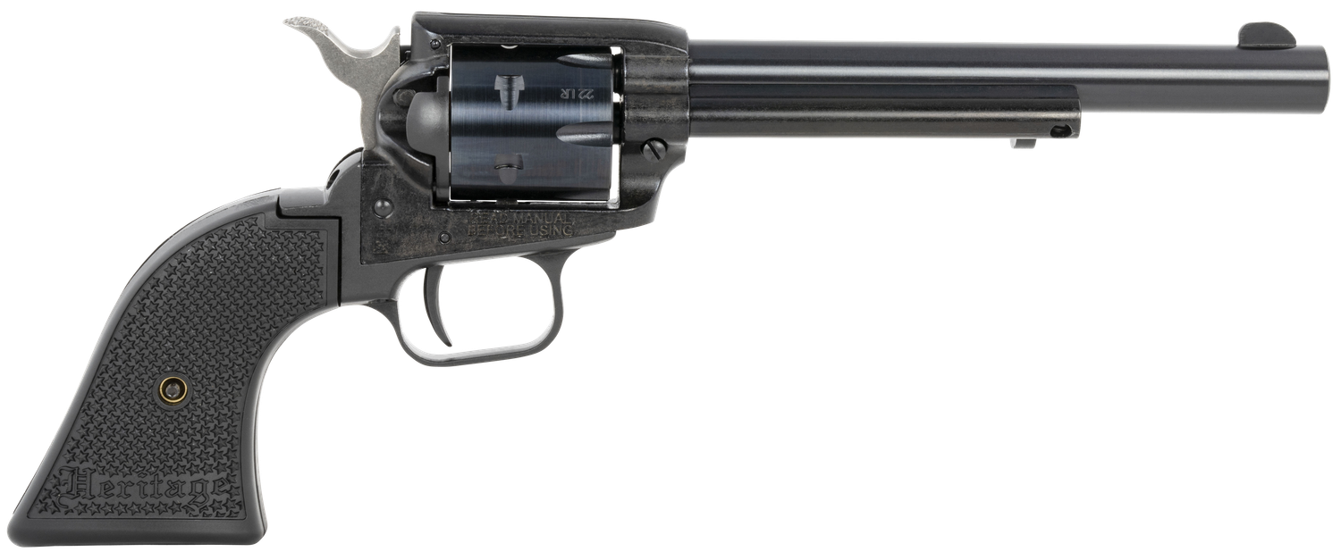 Heritage Rough Rider SAO Revolver RR22B6PG, 22 LR, 6.50", Black Polymer Grips, Black Finish, 6 Rds