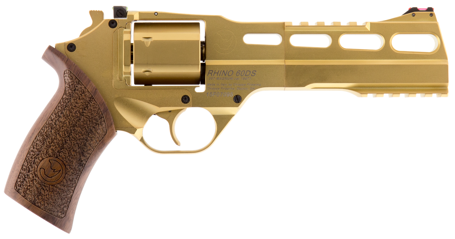 Chiappa Rhino 60DS Revolver 340225, 357 Magnum, 6", Walnut Grips, Gold Finish, 6 Rds