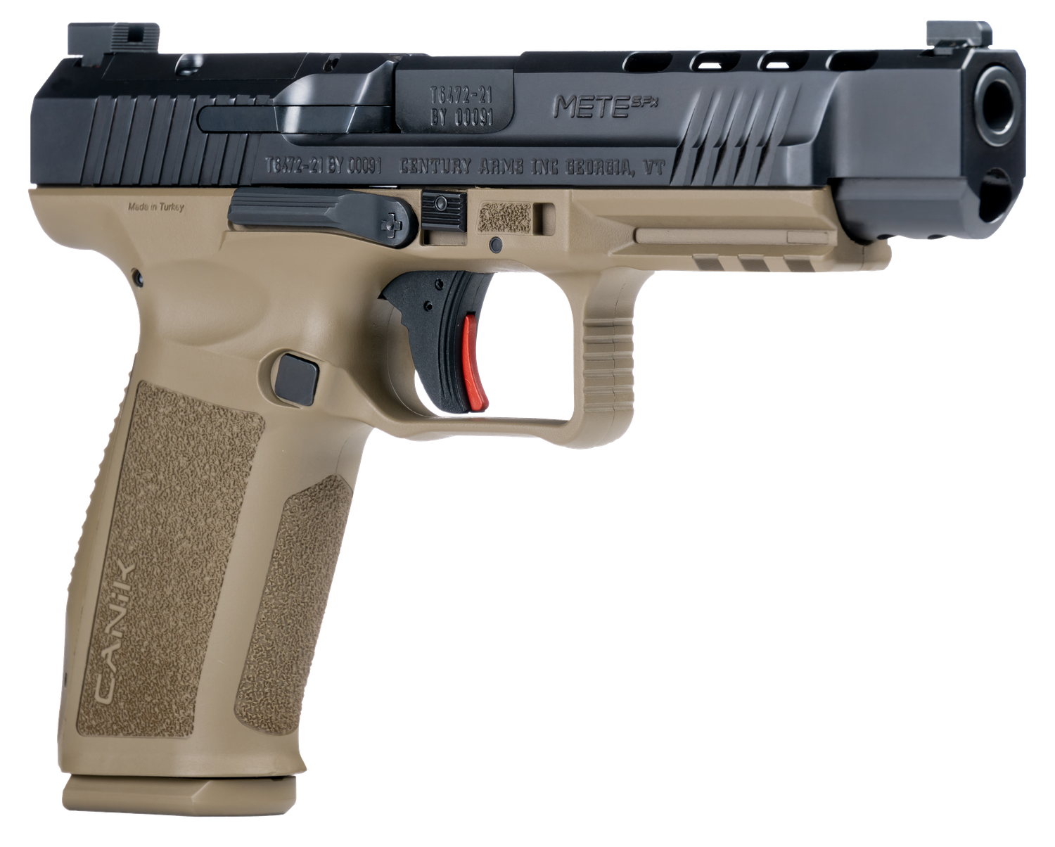 Century Arms Mete SFx Pistol HG5635N, 9mm, 5.2", FDE Grips, Black Finish, 20 Rds
