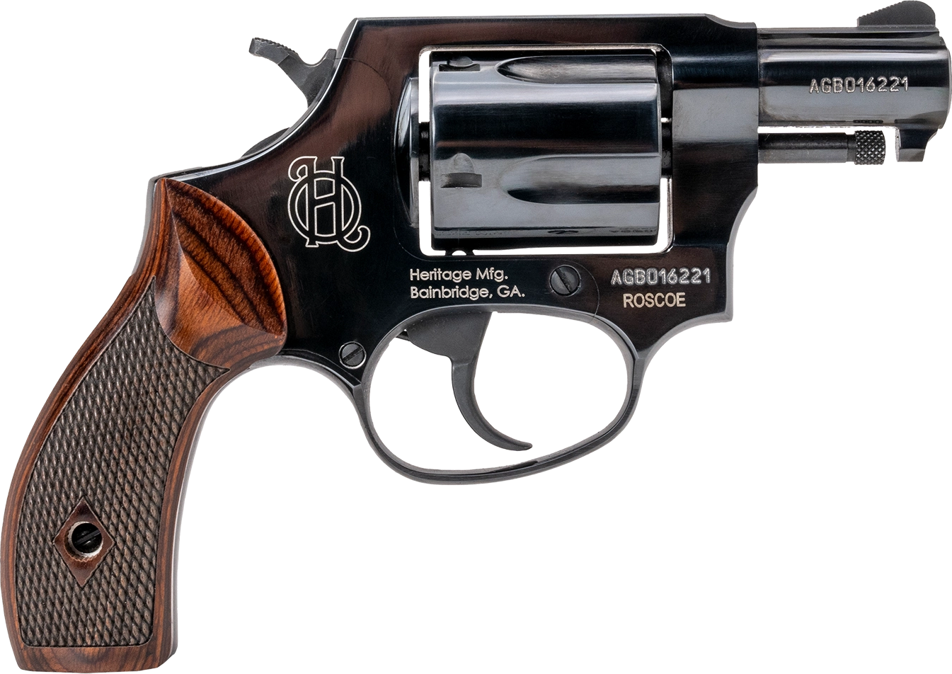 Heritage Roscoe Revolver HR38B2W, 38 Special +P, 2", Wood Grips, Black Finish, 5rd