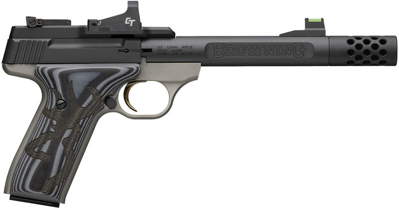 Browning Buck Mark Plus w/Optic Pistol 051599490, 22 LR, 5.10in, Black/Gray G10, Matte Black Finish, 10 Rds