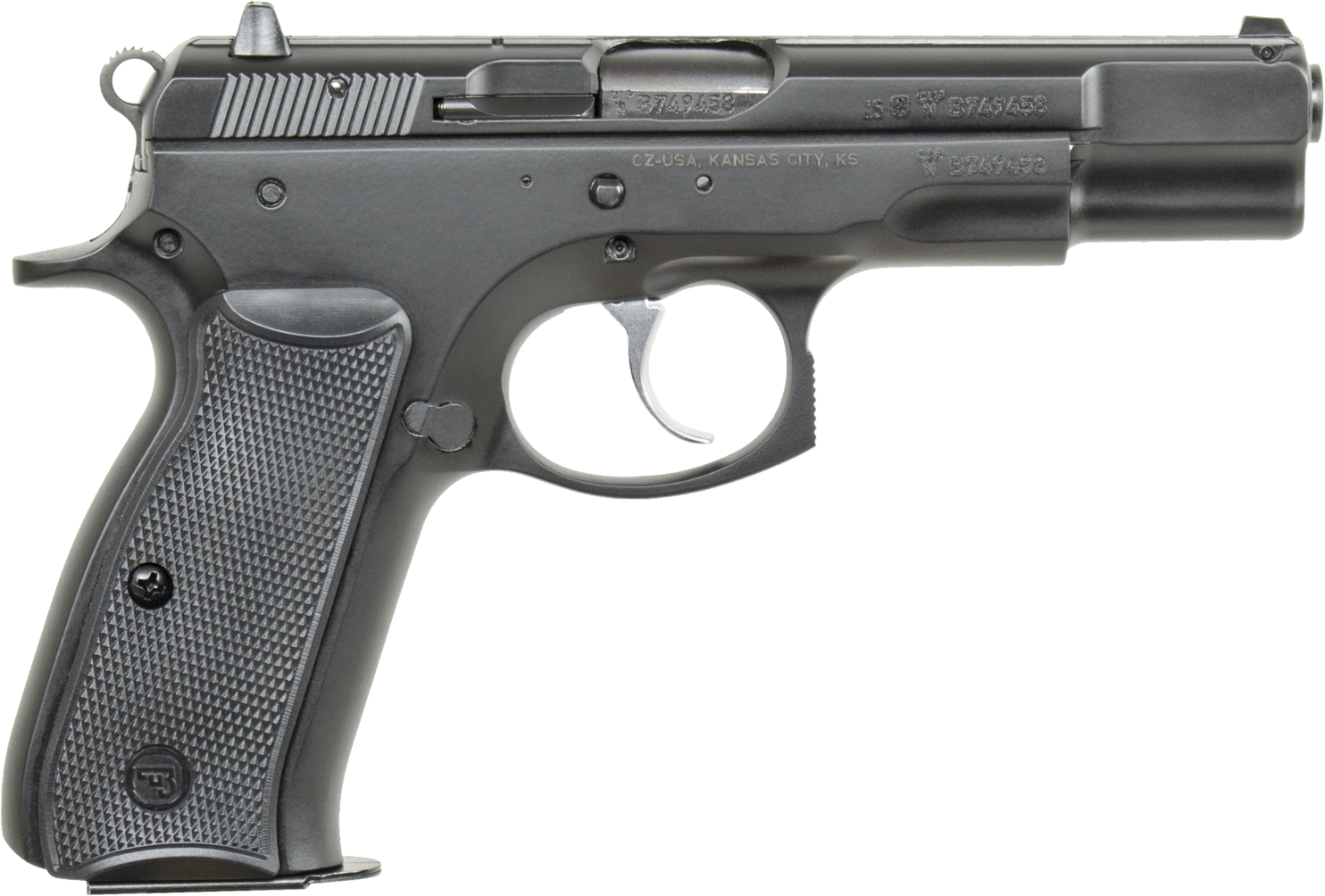 CZ 75B Semi-Auto Pistol 01102, 9mm, 4.7", Black Plastic Grip, Black Finish, 10 Rd
