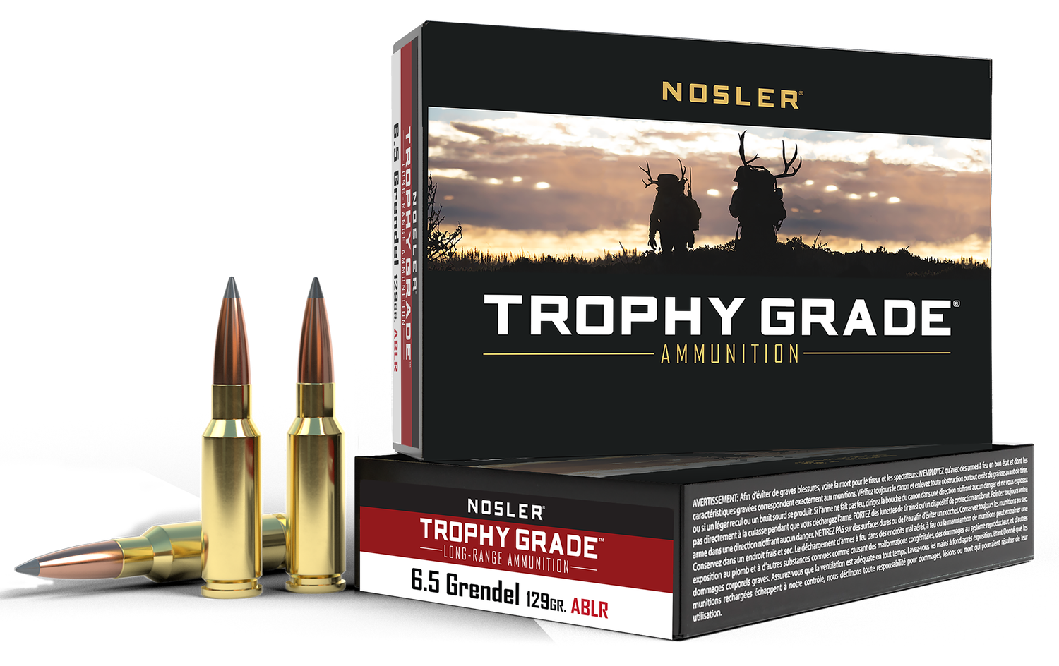 Nosler Trophy Grade Long Range Rifle Ammunition 60146, 6.5 Grendel, AccuBond, 129 gr, 2350 fps, 20 Rd/Bx