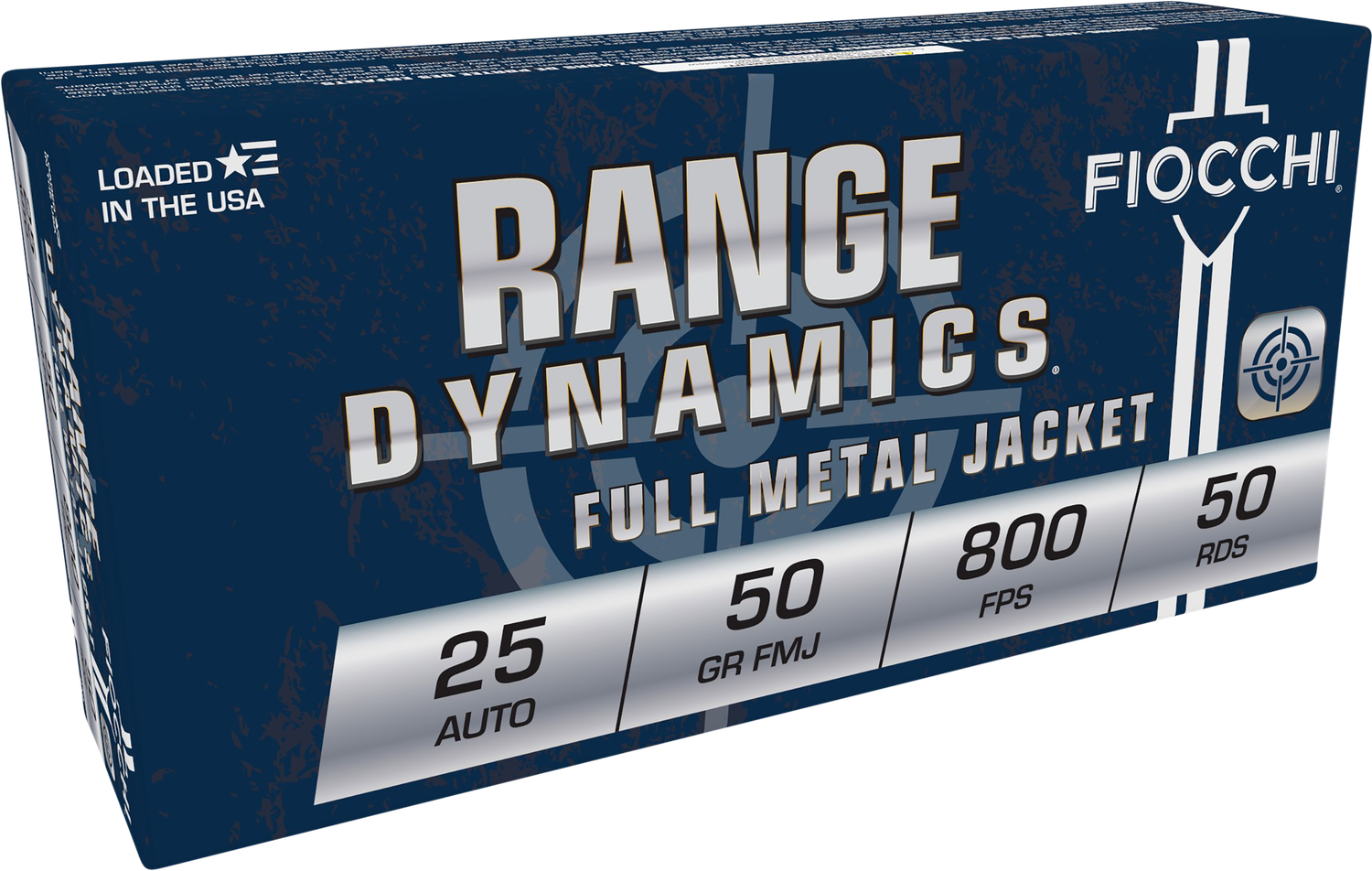 Fiocchi Shooting Dynamics Pistol Ammunition 25AP, 25 ACP, Full Metal Jacket (FMJ), 50 GR, 800 fps, 50 Rd/bx
