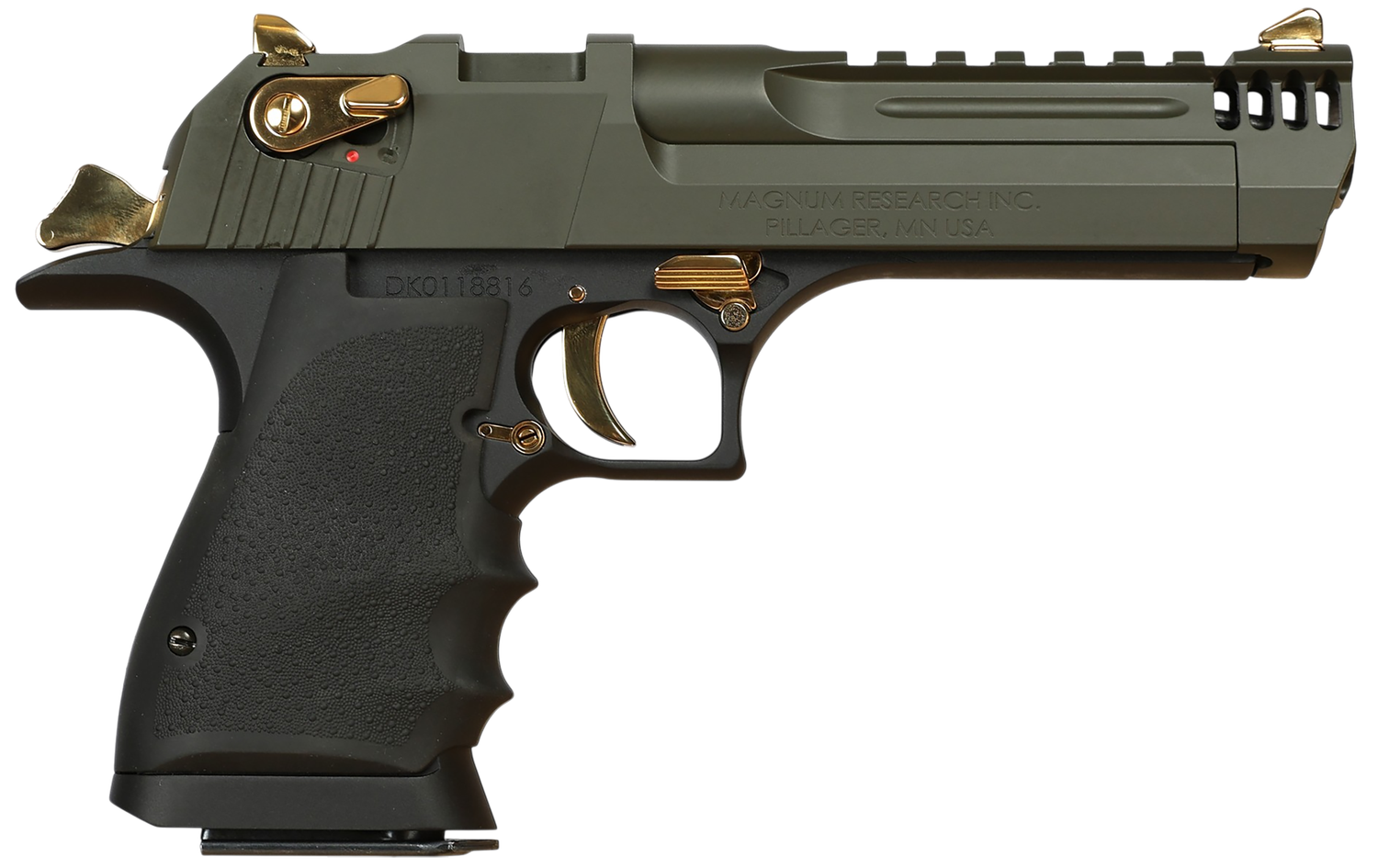 Magnum Research Desert Eagle L5 Pistol DE50L5MSG, 50 AE, 5.0in, Rubber Grips, Mil-Spec Green Cerakote, 7 Rds