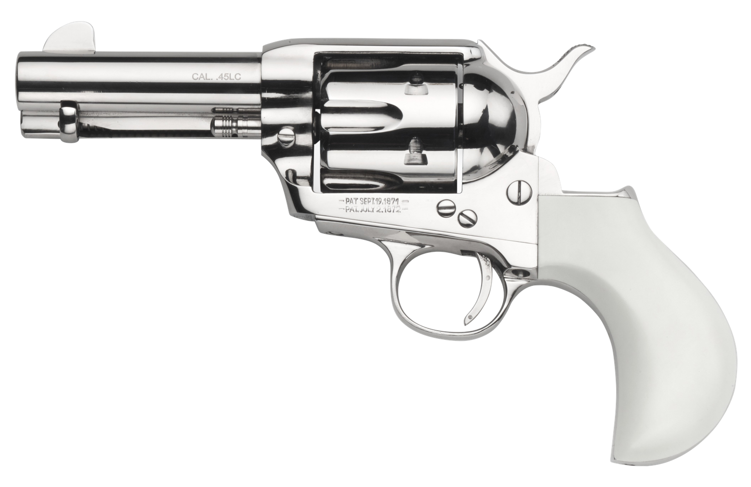 Taylors 1873 Cattleman Revolver 200073, 357 Mag, 3.50", Ivory Birdshead Synthetic Grips, Nickel-Plated Finish, 6 Rds