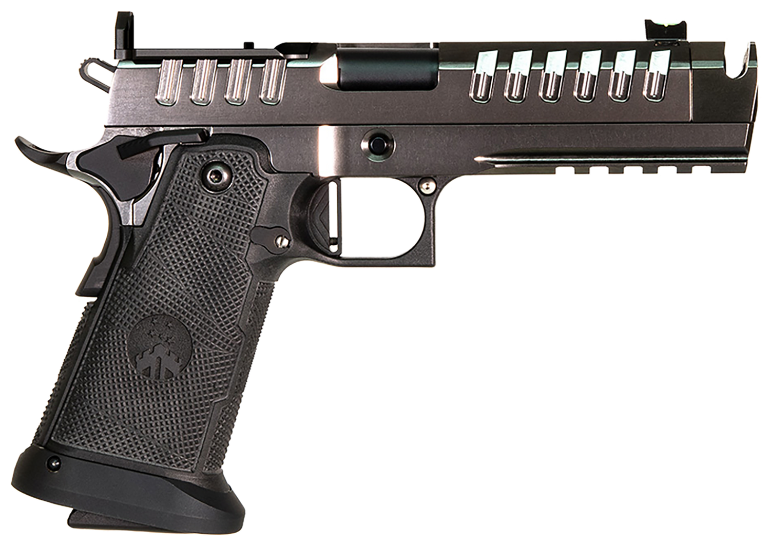 Watchtower Firearms Apache DS 1911 Pistol, APACHE9MM46BLK, 4.6" Compensated, Graphite PVD Stainless Finish, Optic Ready, 17/20+1