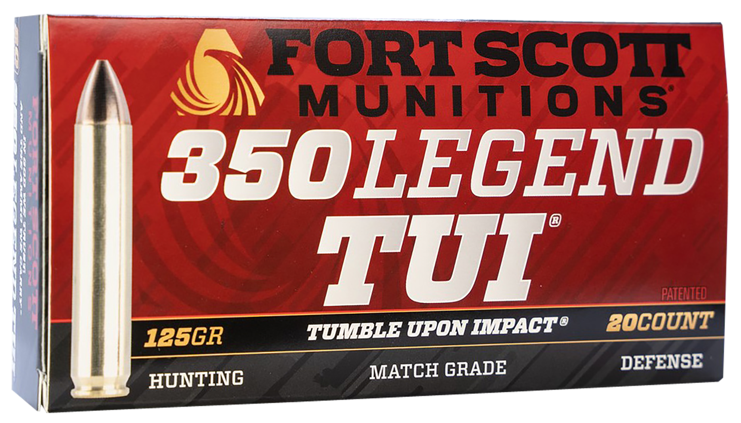 Fort Scott Munitions TUI Rifle Ammunition 350125SCV, 350 Legend, Solid Copper Spun, 125 gr, 2584 fps, 20 Rd/Bx