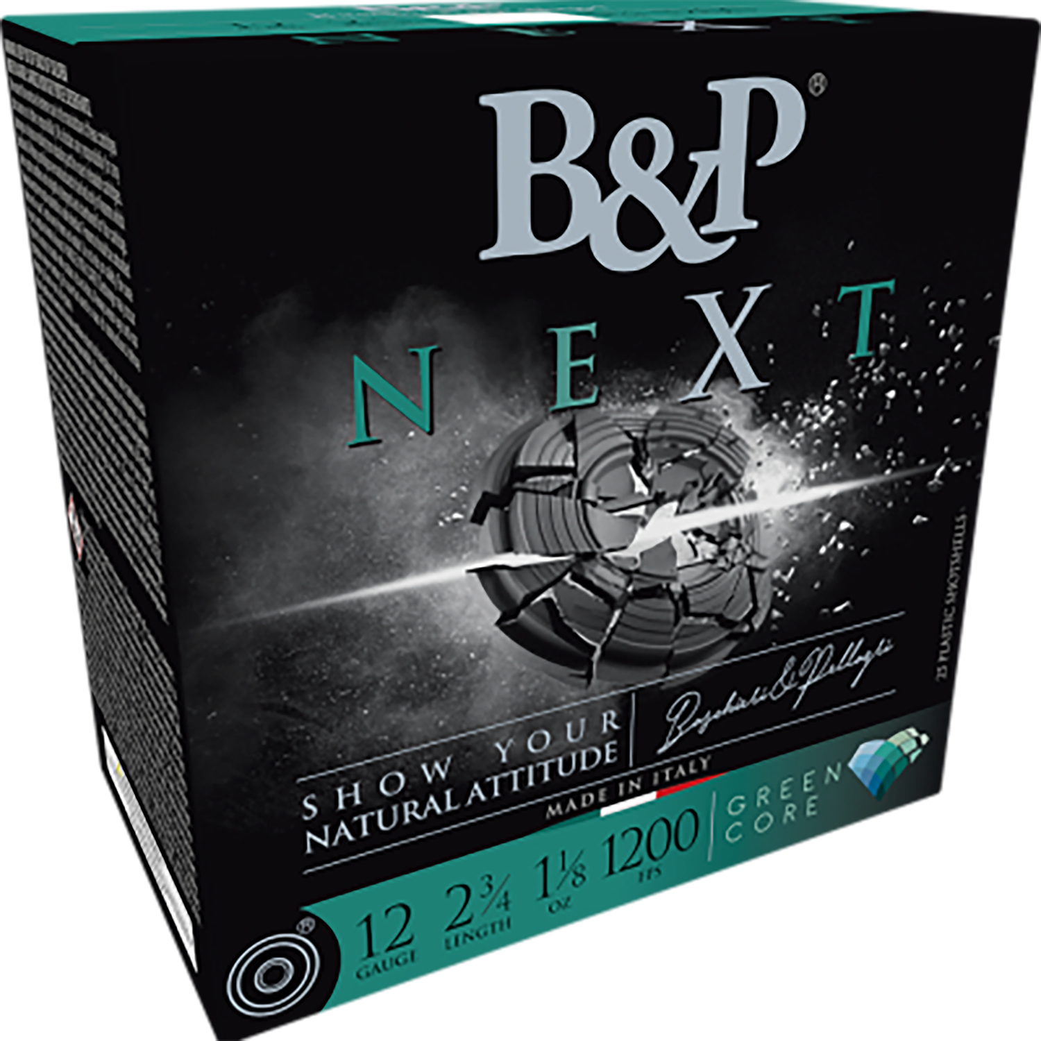 B&P Baschieri & Pellagri NEXT Clay Target Loads 12B18NX8, 12 Gauge, 2-3/4", 1 1/8oz, 1200 fps, #8 Lead Shot , 25 Rds/Bx