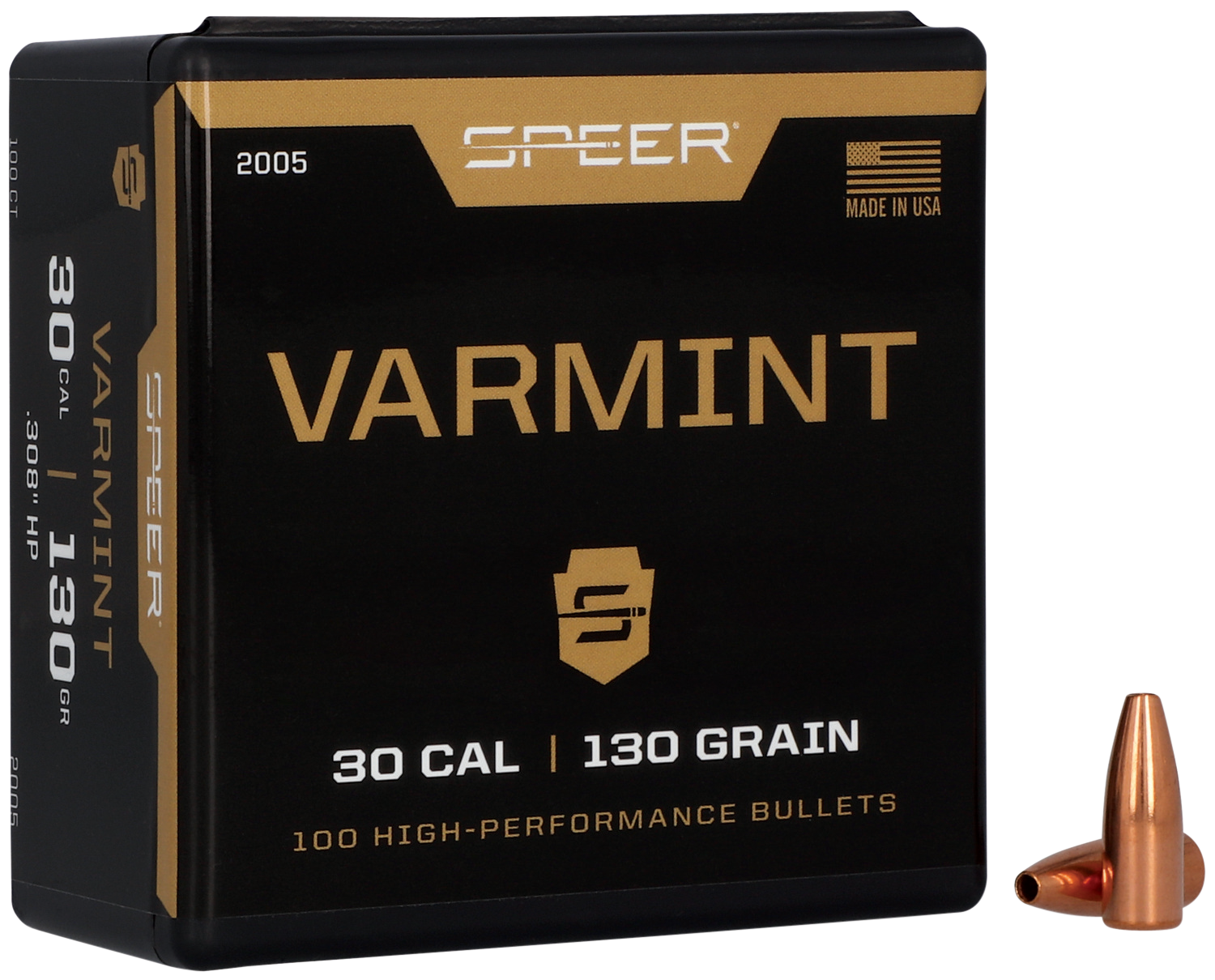 Speer 30 Caliber 130 Grain Hollow Point 100/Box (2005), Not Loaded