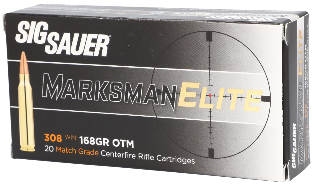 Sig Elite Performance Rifle Ammunition E308M120, 308 Winchester, OTM, 168 Gr, 2700 FPS, 20 Rds/Bx