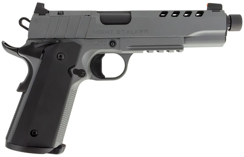 Tisas 1911 Night Stalker SF Pistol 10100557, 9mm Luger, 5in, Black Anodized Aluminum, Gray Cerakote Finish, 8 Rds