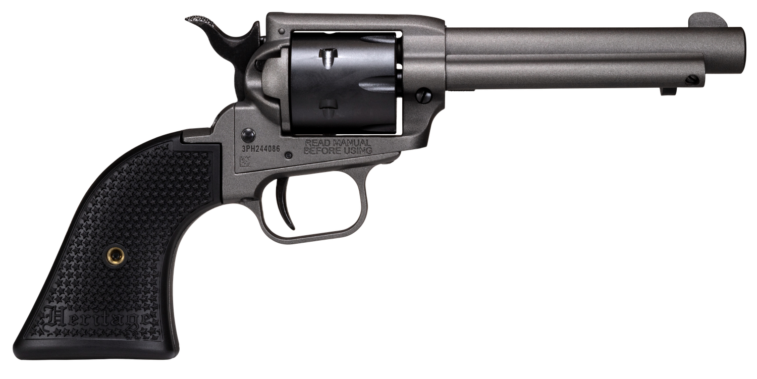 Heritage Rough Rider Revolver SRR22C4, 22 LR, 4.75", Black Polymer Grips, Tungsten Gray Cerakote, 6 Rds
